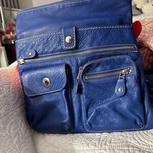 Roots Blue Supple Leather Crossbody Bag